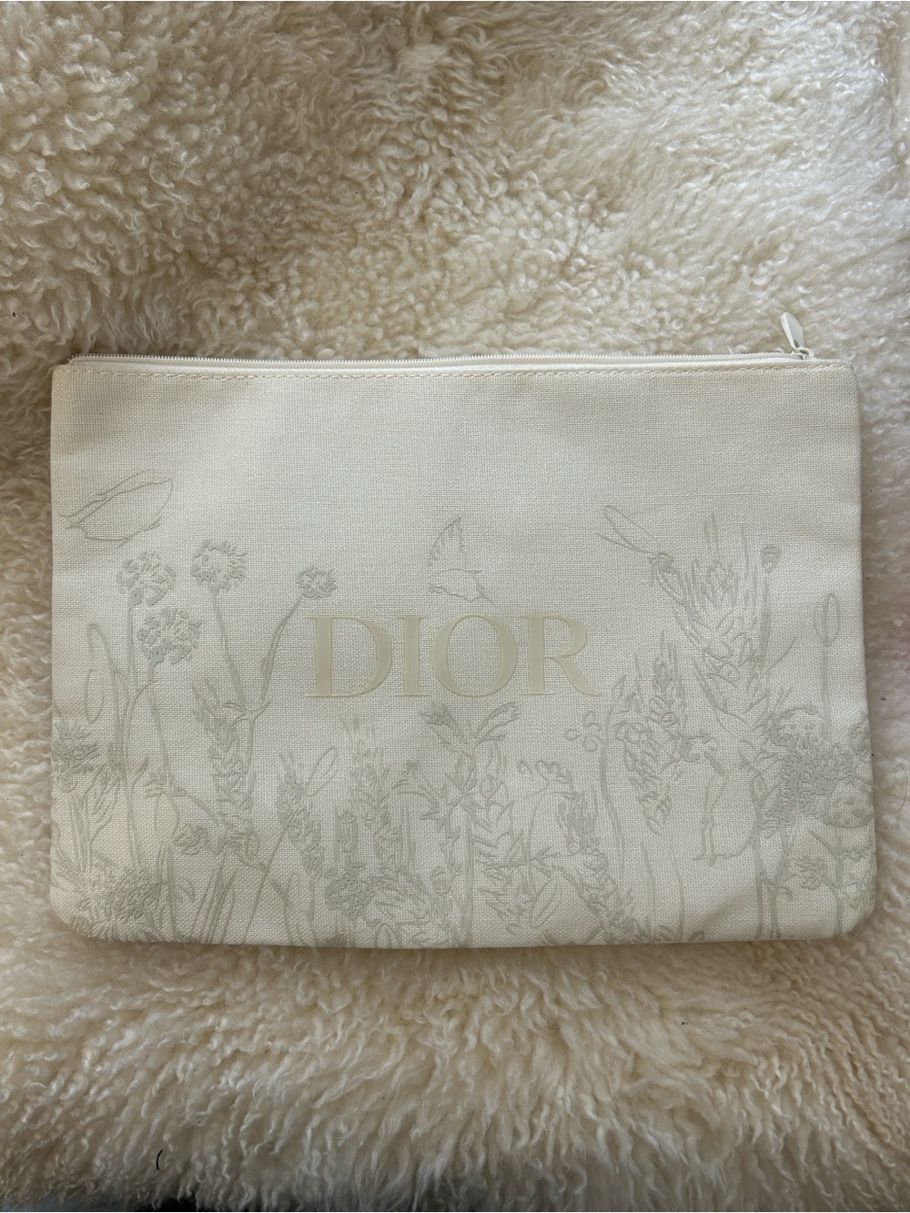 Dior Floral Pouch in Cream with Tonal Logo
